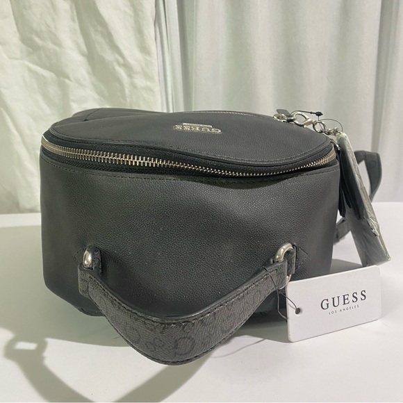 NWT Guess Turley SV755331 Women's Coal Black Faux Leather Logo Backpack W/Wallet - Picture 8 of 14